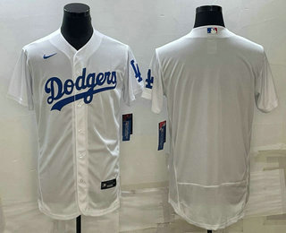 Men%27s Los Angeles Dodgers Blank White Flex Base Stitched Baseball Jersey